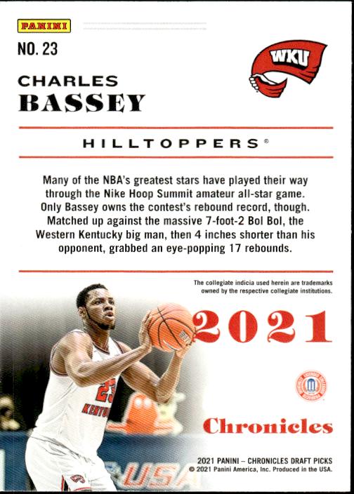 2021 Panini Chronicles Draft Picks #23 Charles Bassey