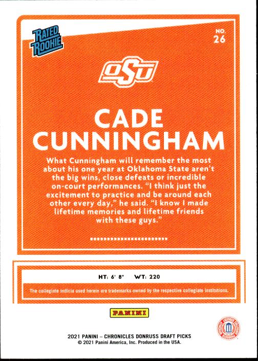 2021 Panini Chronicles Draft Picks #26 Cade Cunningham