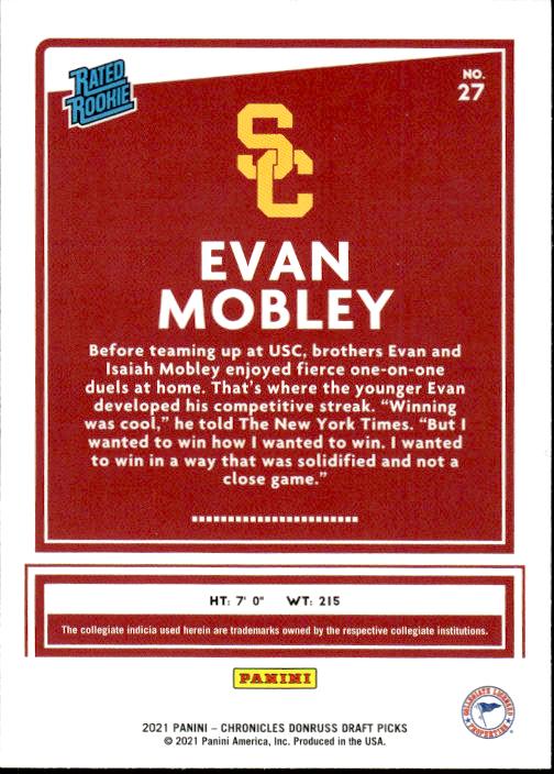 2021 Panini Chronicles Draft Picks #27 Evan Mobley