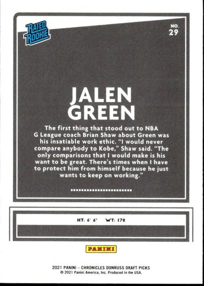 2021 Panini Chronicles Draft Picks #29 Jalen Green