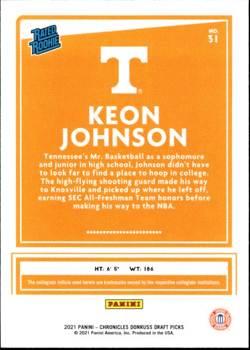 2021 Panini Chronicles Draft Picks #31 Keon Johnson