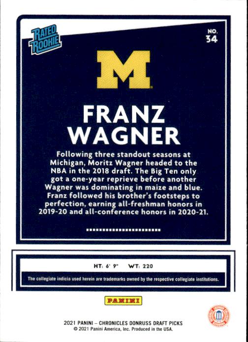 2021 Panini Chronicles Draft Picks #34 Franz Wagner