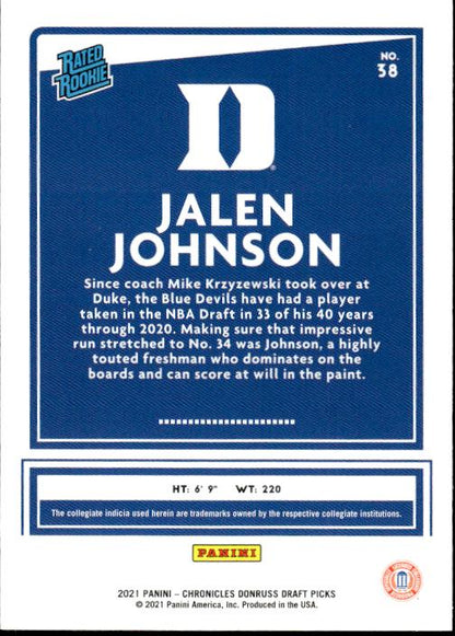 2021 Panini Chronicles Draft Picks #38 Jalen Johnson