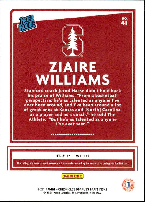 2021 Panini Chronicles Draft Picks #41 Ziaire Williams