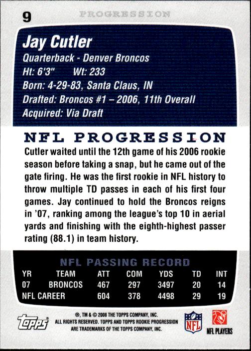 2008 Topps Rookie Progression #9 Jay Cutler