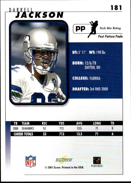 2001 Score #181 Darrell Jackson