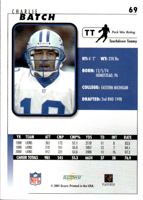 2001 Score #69 Charlie Batch