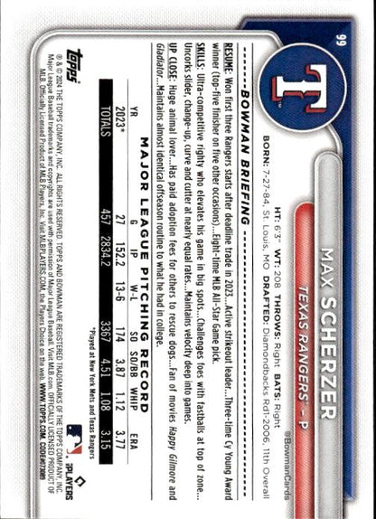 2024 Bowman #99 Max Scherzer