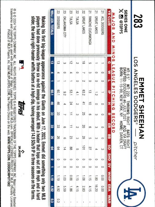 2024 Topps #283 Emmet Sheehan