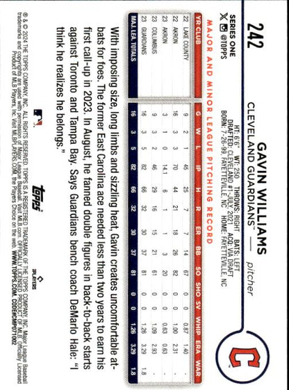 2024 Topps #242 Gavin Williams