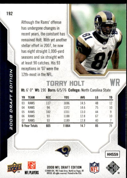 2008 Upper Deck Draft Edition #192 Torry Holt