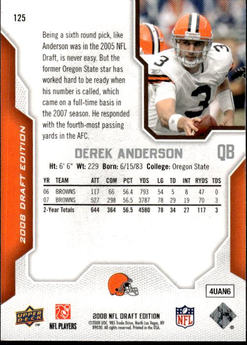 2008 Upper Deck Draft Edition #125 Derek Anderson