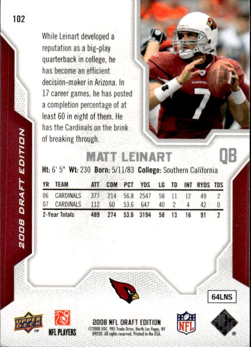 2008 Upper Deck Draft Edition #102 Matt Leinart