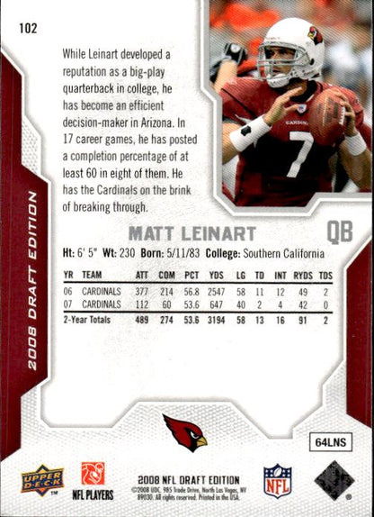 2008 Upper Deck Draft Edition #102 Matt Leinart