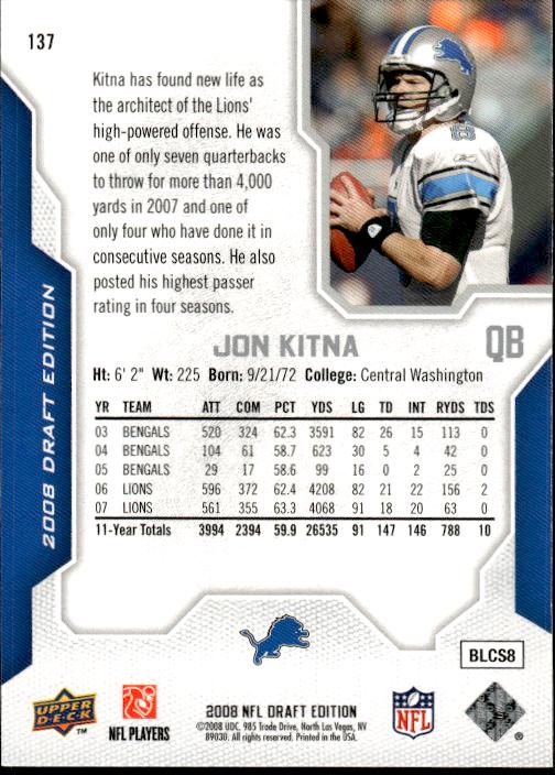 2008 Upper Deck Draft Edition #137 Jon Kitna