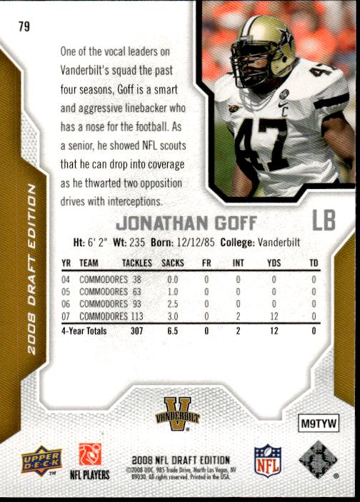 2008 Upper Deck Draft Edition #79 Jonathan Goff