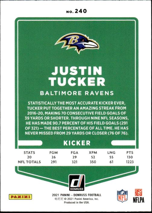 2021 Donruss #240 Justin Tucker