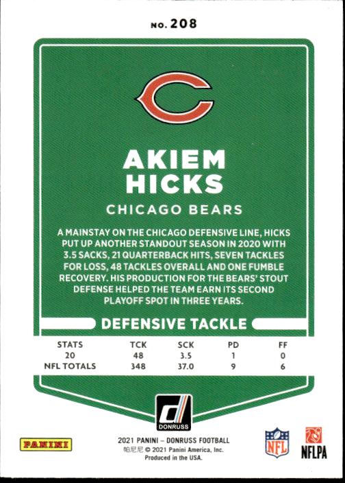 2021 Donruss #208 Akiem Hicks