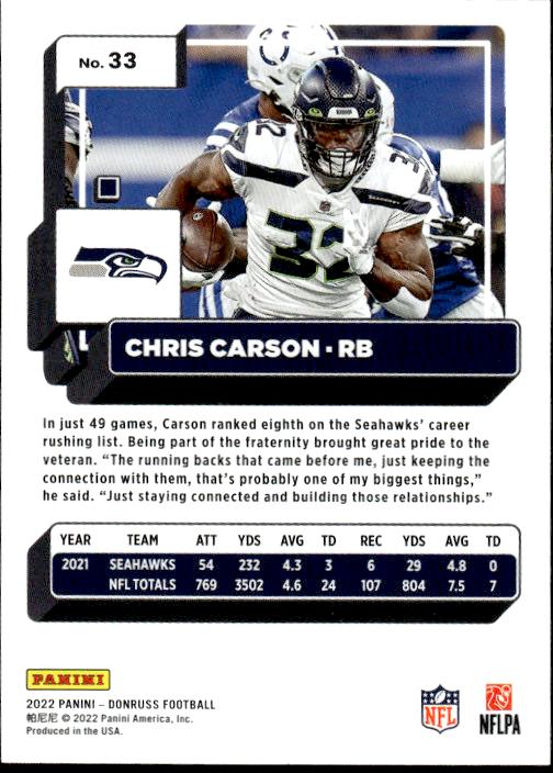 2022 Donruss #33 Chris Carson