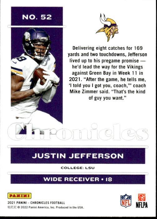 2021 Panini Chronicles #52 Justin Jefferson