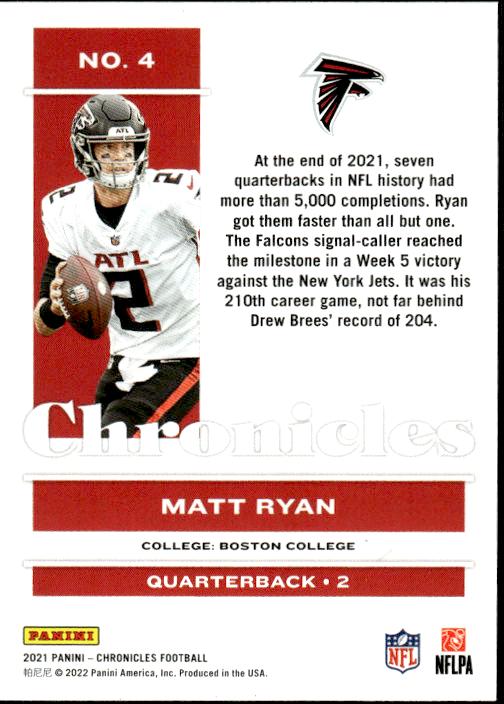 2021 Panini Chronicles #4 Matt Ryan