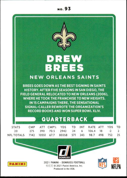 2021 Donruss #93 Drew Brees