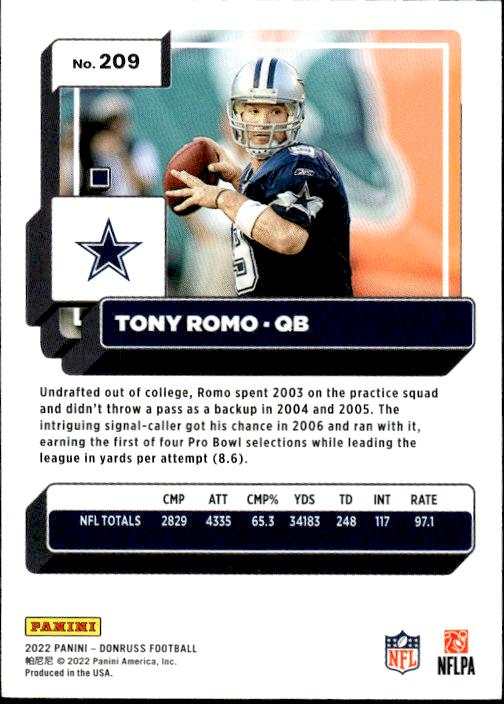 2022 Donruss #209 Tony Romo