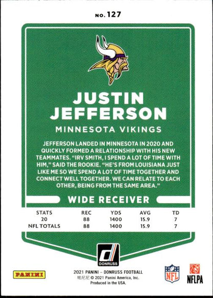 2021 Donruss #127b Justin Jefferson No Helmet