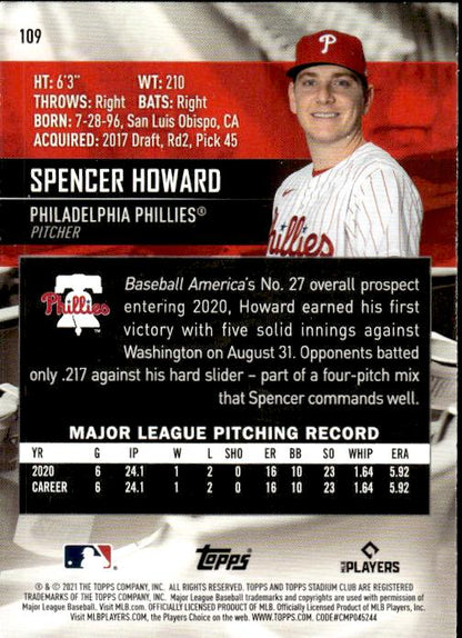 2021 Stadium Club #109 Spencer Howard