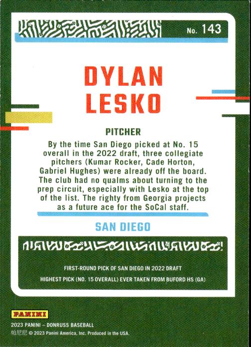 2023 Donruss #143 Dylan Lesko