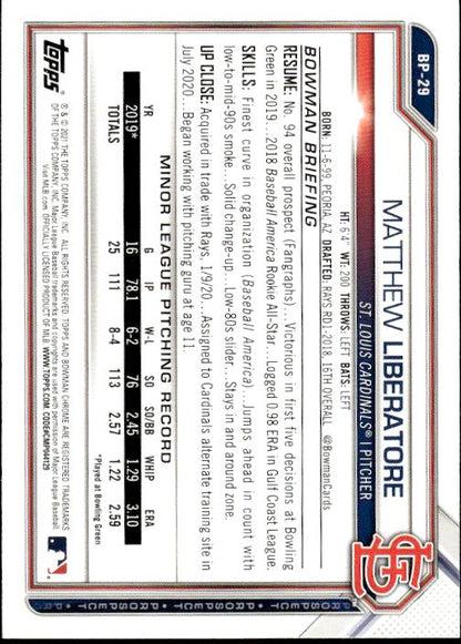 2021 Bowman #BP-29 Matthew Liberatore Prospects