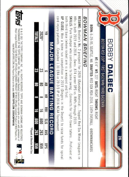 2021 Bowman #26 Bobby Dalbec