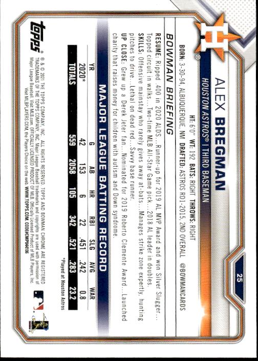 2021 Bowman #25 Alex Bregman