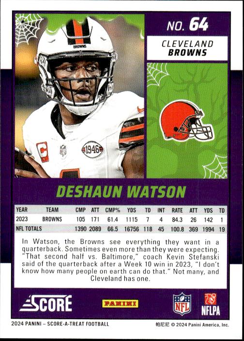 2024 Score-A-Treat #64 Deshaun Watson A-Treat - Green Bats