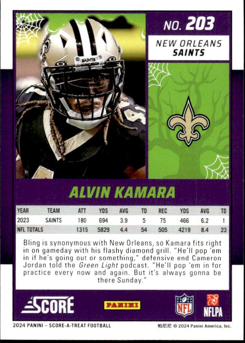 2024 Score-A-Treat #203 Alvin Kamara A-Treat - Green Bats