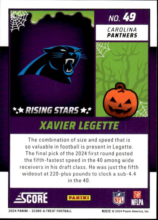 2024 Score-A-Treat #49 Xavier Legette A-Treat - Rising Stars Orange Pumpkin