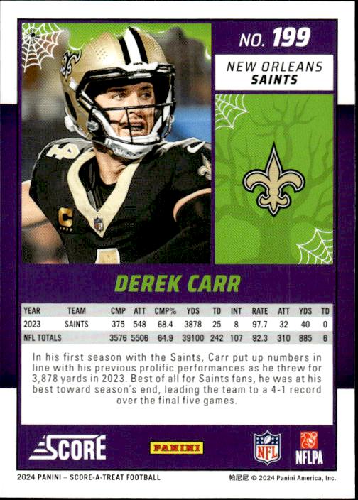 2024 Score-A-Treat #199 Derek Carr A-Treat - Green Bats