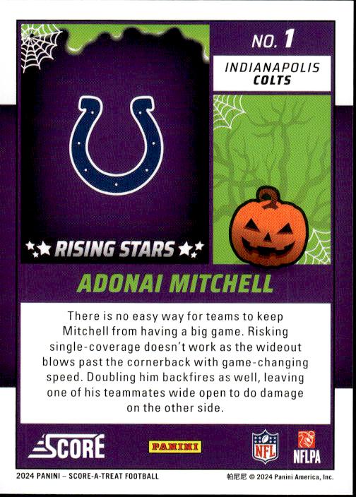 2024 Score-A-Treat #1 Adonai Mitchell A-Treat - Rising Stars Orange Pumpkin