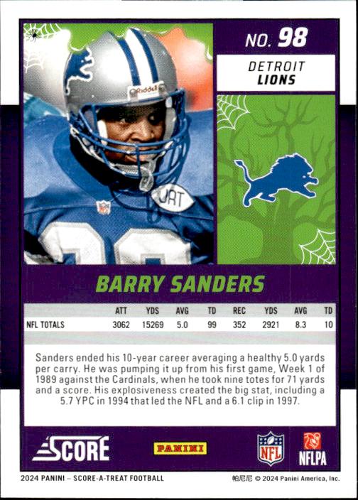 2024 Score-A-Treat #98 Barry Sanders A-Treat - Orange Pumkins