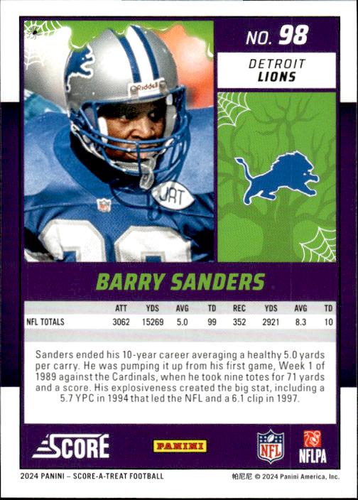 2024 Score-A-Treat #98 Barry Sanders A-Treat - Green Bats