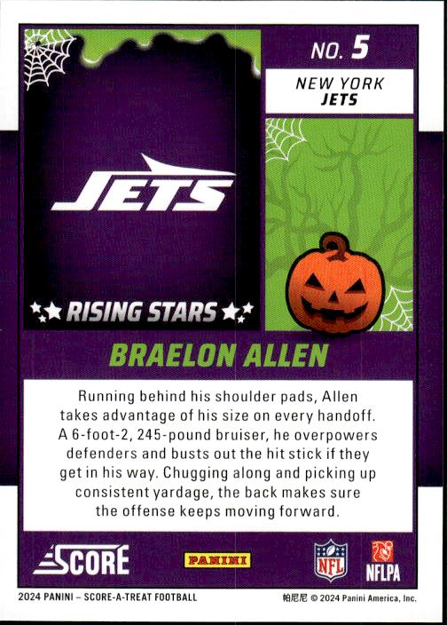 2024 Score-A-Treat #5 Braelon Allen A-Treat - Rising Stars Orange Pumpkin