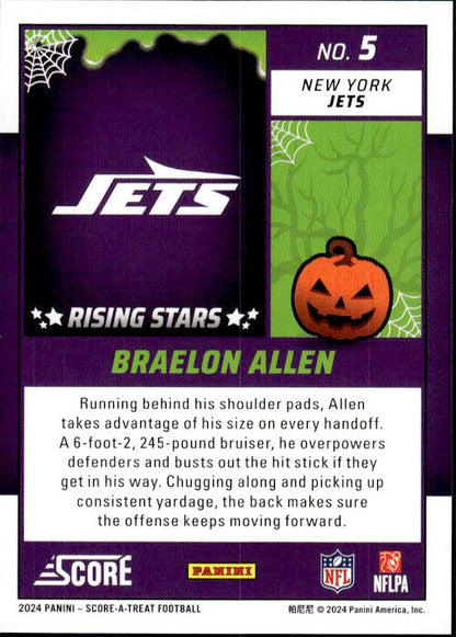 2024 Score-A-Treat #5 Braelon Allen A-Treat - Rising Stars Orange Pumpkin