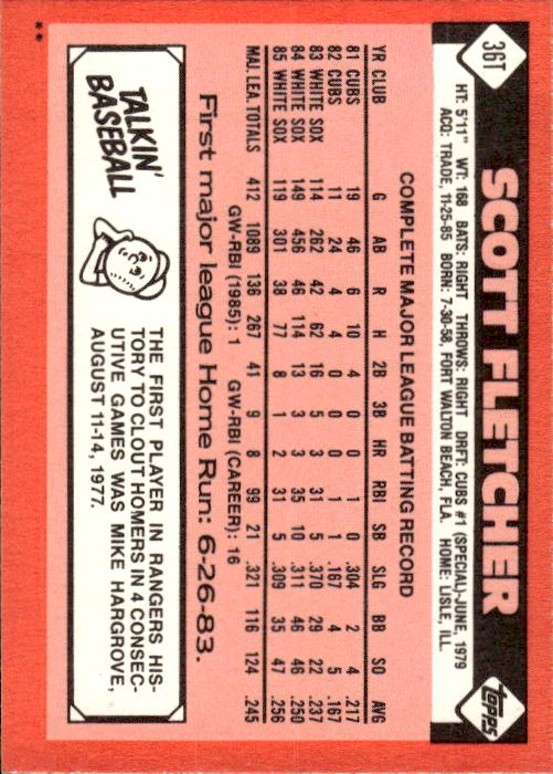 1986 Topps Traded #36T Scott Fletcher