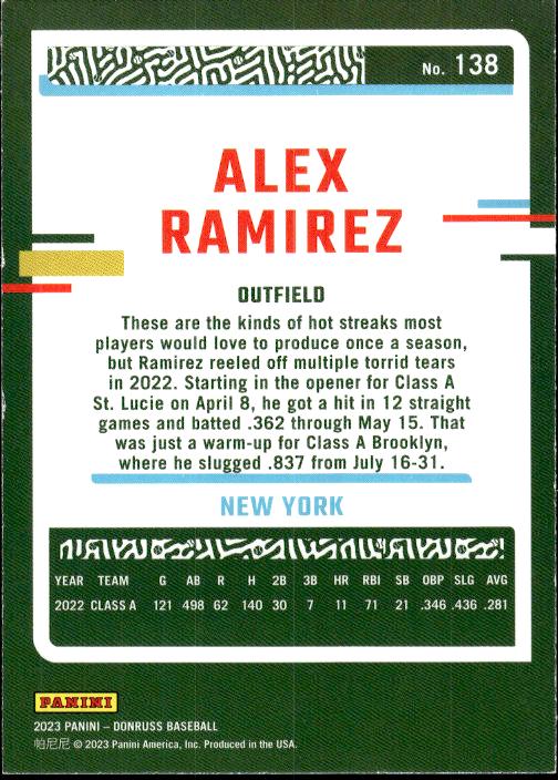 2023 Donruss #138 Alex Ramirez