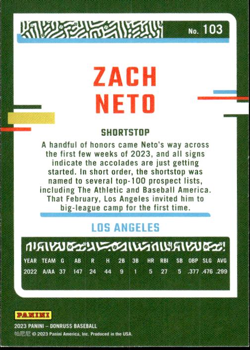 2023 Donruss #103 Zach Neto