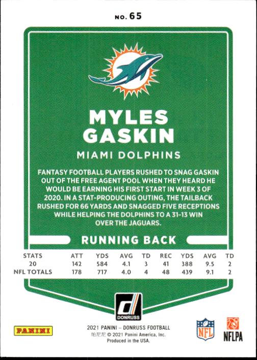 2021 Donruss #65 Myles Gaskin