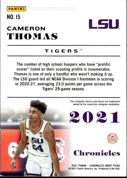 2021 Panini Chronicles Draft Picks #15 Cameron Thomas