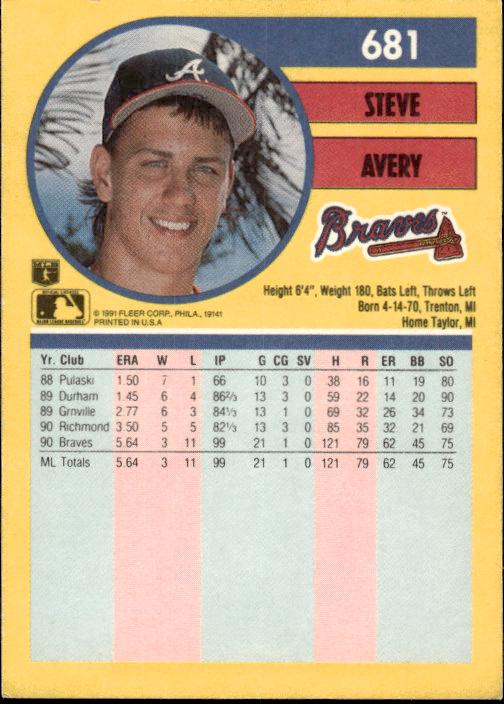 1991 Fleer #681b Steve Avery