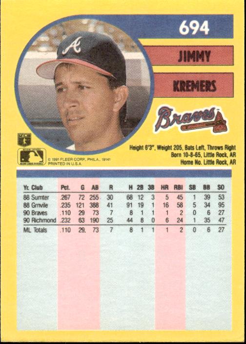 1991 Fleer #694b Jimmy Kremers