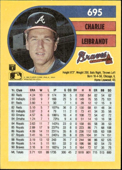 1991 Fleer #695a Charlie Leibrandt